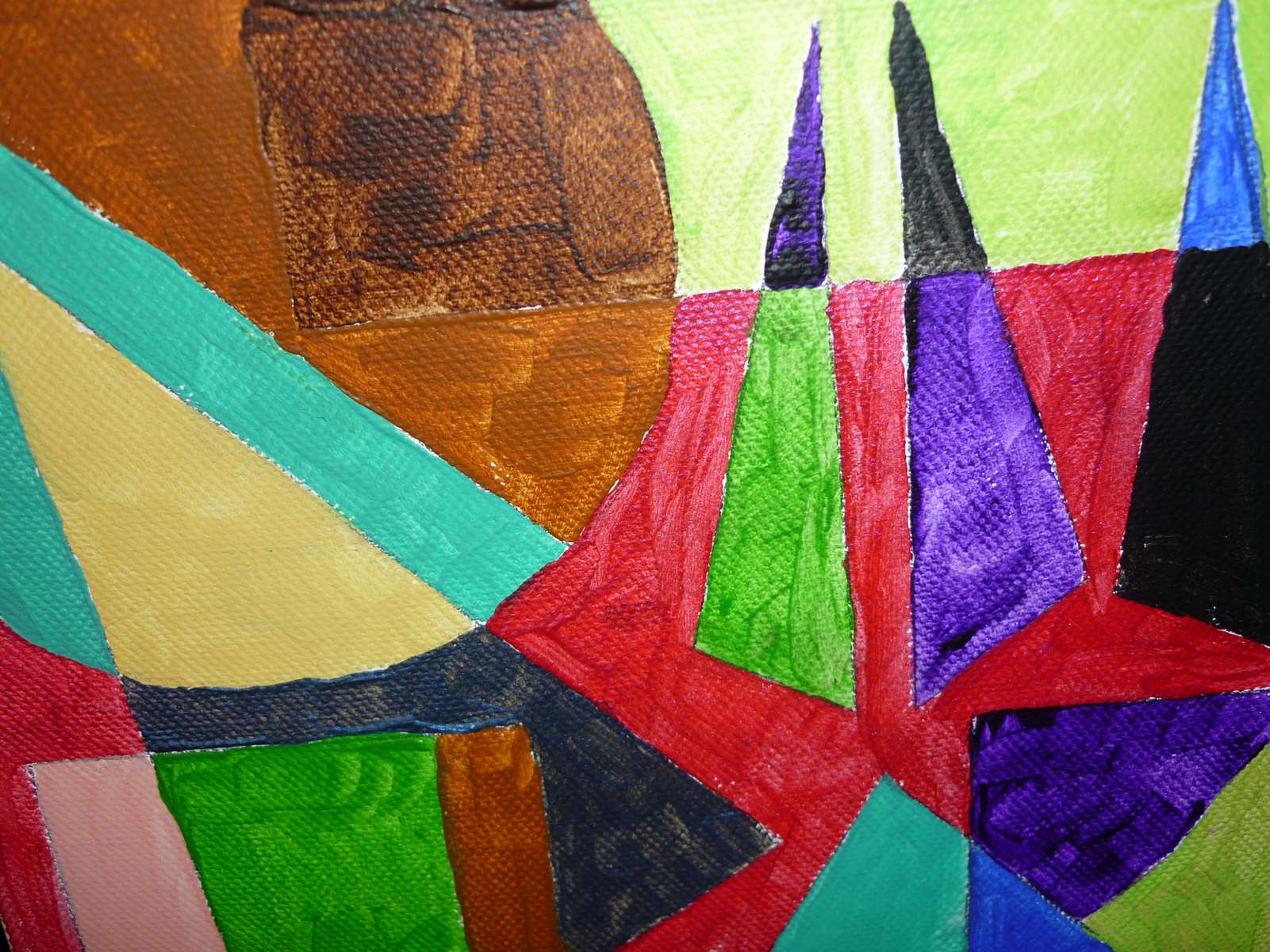 Formes géométriques sur fond rouge
