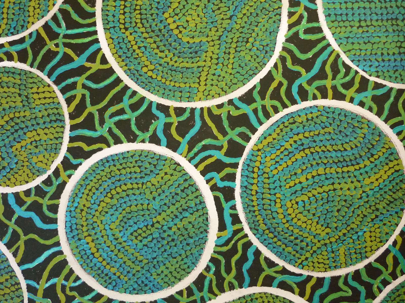 Les boules d'énergie entre bleu et vert