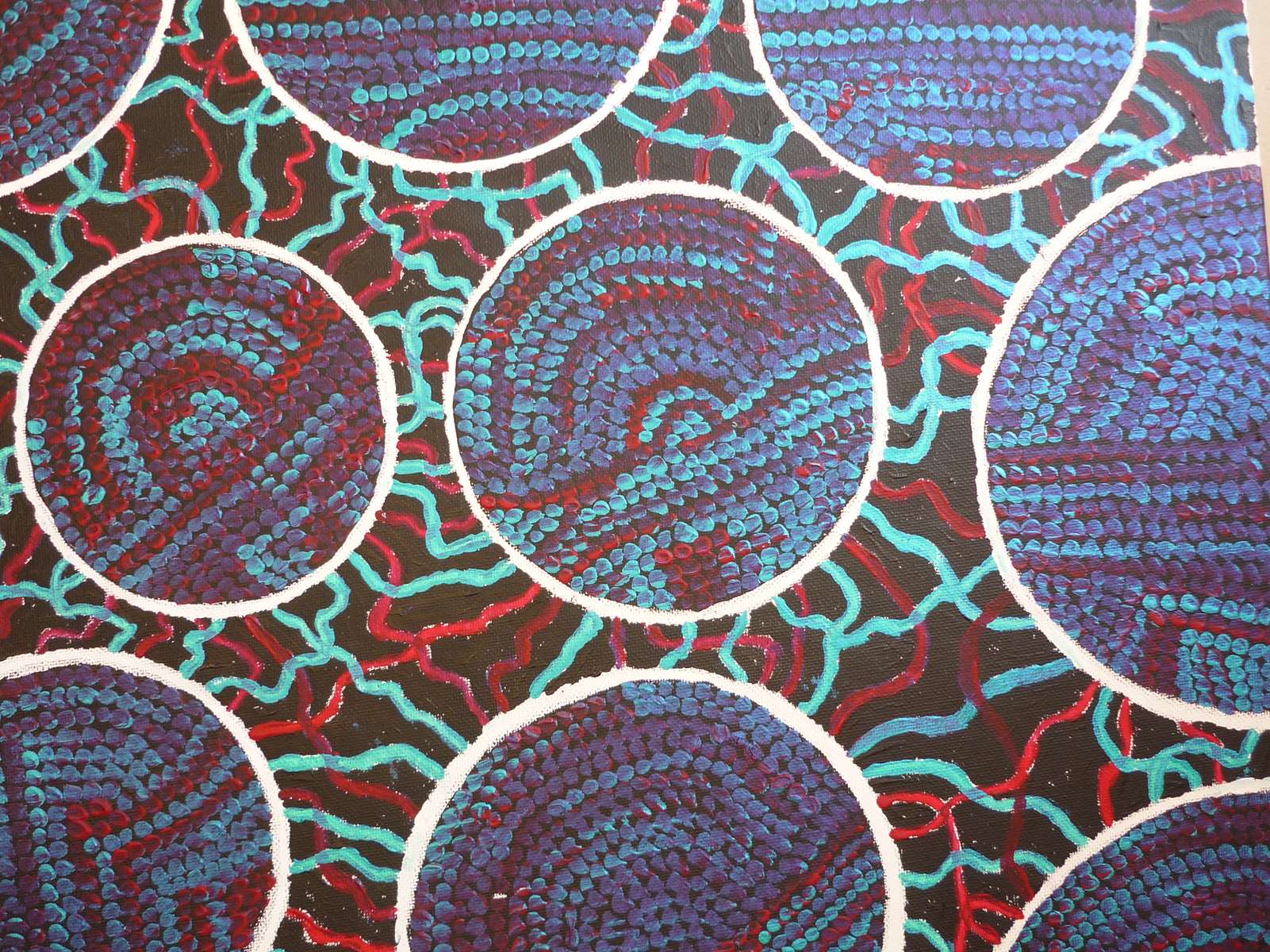 Les boules d'énergie entre rouge et bleu