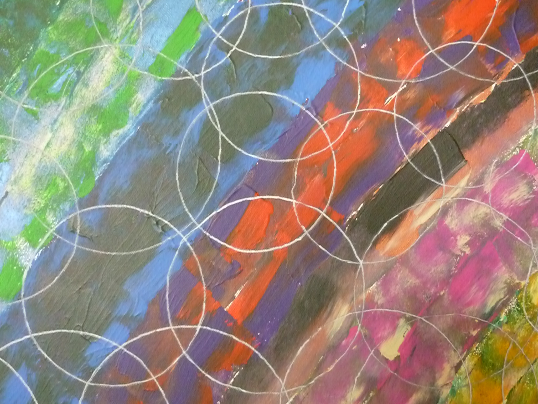 Cercles entremêlés sur bandes de couleurs